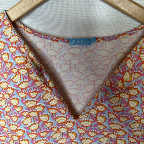 J.McLaughlin Catalina Cloth Shift Dress M Sleeveless Caravelle Pattern Tulip - Picture 10 of 13